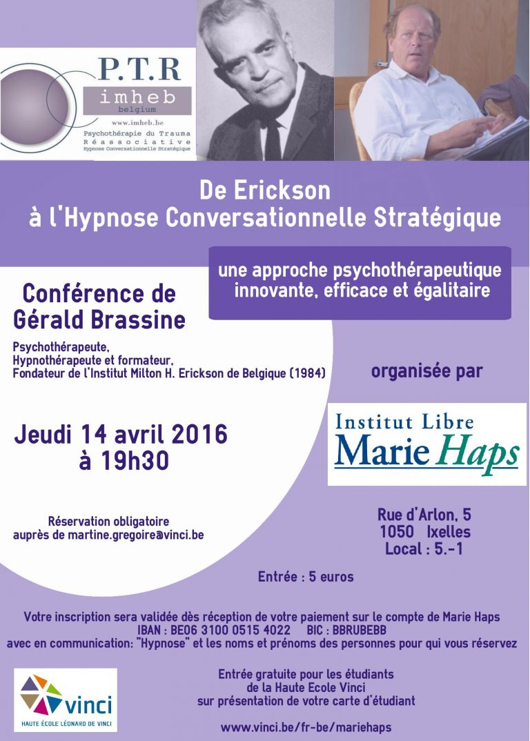 Conférence du 14 avril 2016 à l'Institut Libre MarieHaps Imheb Conférence du 14 avril 2016 à l'Institut Libre MarieHaps Imheb