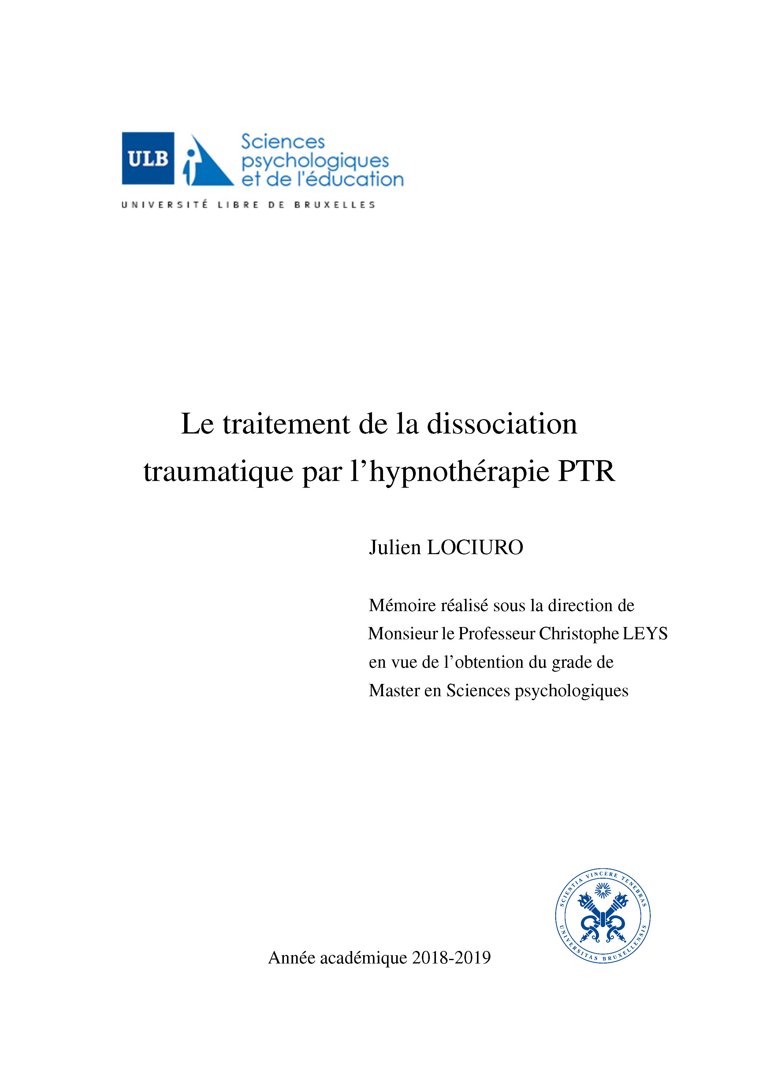 Le traitement de la dissociation traumatique par l’hypnothérapie PTR